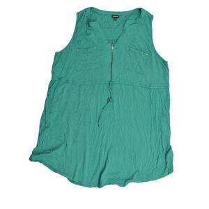 Torrid Green Blouse Size 3 Plus Rayon Preowned Pockets Long Tail